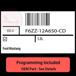 F6ZZ-12A650-CD / EEC-V ECU with PROGRAMMING - VIN & Security | Ford Mustang  | ECM PCM Engine Control Computer OEM