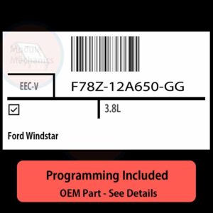 F78Z-12A650-GG / EEC-V ECU with PROGRAMMING - VIN & Security | Ford Windstar  | ECM PCM Engine Control Computer OEM