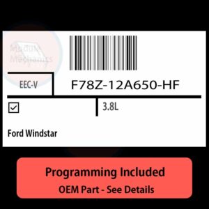 F78Z-12A650-HF / EEC-V ECU with PROGRAMMING - VIN & Security | Ford Windstar  | ECM PCM Engine Control Computer OEM