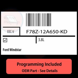 F78Z-12A650-KD / EEC-V ECU with PROGRAMMING - VIN & Security | Ford Windstar  | ECM PCM Engine Control Computer OEM
