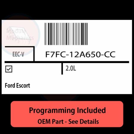 F7FC-12A650-CC / EEC-V ECU with PROGRAMMING - VIN & Security | Ford Escort  | ECM PCM Engine Control Computer OEM