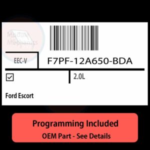 F7PF-12A650-BDA / EEC-V ECU with PROGRAMMING - VIN & Security | Ford Escort  | ECM PCM Engine Control Computer OEM