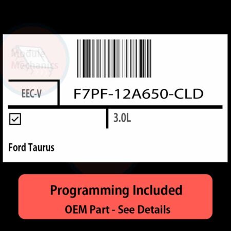 F7PF-12A650-CLD / EEC-V ECU with PROGRAMMING - VIN & Security | Ford Taurus  | ECM PCM Engine Control Computer OEM