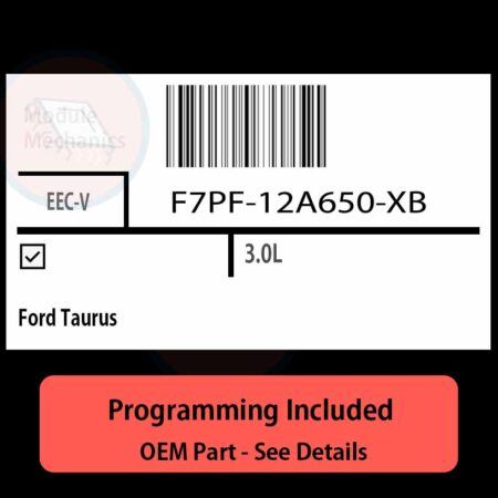 F7PF-12A650-XB / EEC-V ECU with PROGRAMMING - VIN & Security | Ford Taurus  | ECM PCM Engine Control Computer OEM