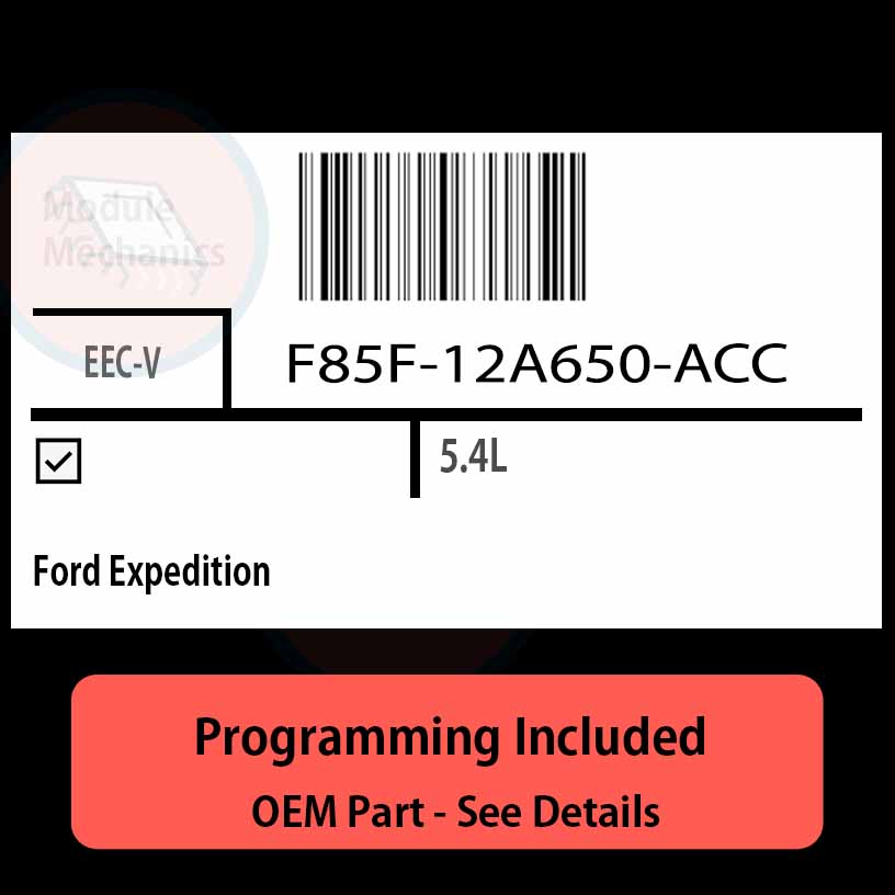 F85F-12A650-ACC / EEC-V ECU with PROGRAMMING - VIN & Security | Ford Expedition | ECM PCM Engine Control Computer OEM F85F-12A650-ACC / EEC-V ECU with PROGRAMMING - VIN & Security | Ford Expedition | ECM PCM Engine Control Computer OEM