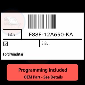 F88F-12A650-KA / EEC-V ECU with PROGRAMMING - VIN & Security | Ford Windstar  | ECM PCM Engine Control Computer OEM