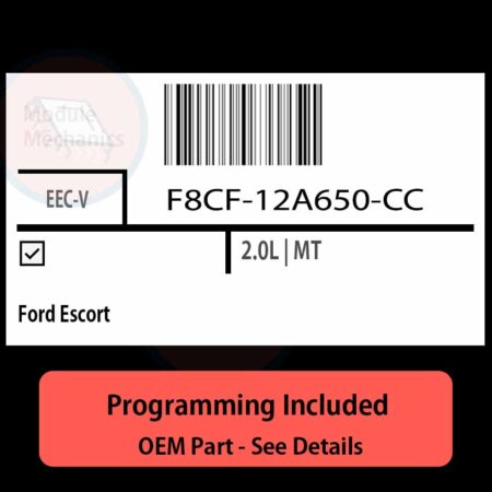 F8CF-12A650-CC / EEC-V ECU with PROGRAMMING - VIN & Security | Ford Escort  | ECM PCM Engine Control Computer OEM