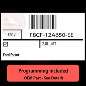 F8CF-12A650-EE / EEC-V ECU with PROGRAMMING - VIN & Security | Ford Escort  | ECM PCM Engine Control Computer OEM