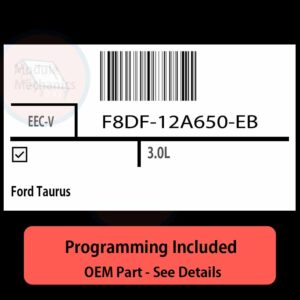F8DF-12A650-EB / EEC-V ECU with PROGRAMMING - VIN & Security | Ford Taurus  | ECM PCM Engine Control Computer OEM