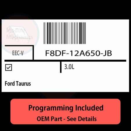 F8DF-12A650-JB / EEC-V ECU with PROGRAMMING - VIN & Security | Ford Taurus  | ECM PCM Engine Control Computer OEM