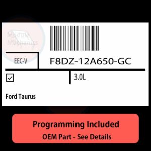 F8DZ-12A650-GC / EEC-V ECU with PROGRAMMING - VIN & Security | Ford Taurus  | ECM PCM Engine Control Computer OEM