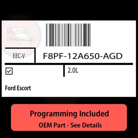 F8PF-12A650-AGD / EEC-V ECU with PROGRAMMING - VIN & Security | Ford Escort  | ECM PCM Engine Control Computer OEM