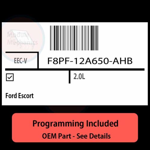 F8PF-12A650-AHB / EEC-V ECU with PROGRAMMING - VIN & Security | Ford Escort  | ECM PCM Engine Control Computer OEM