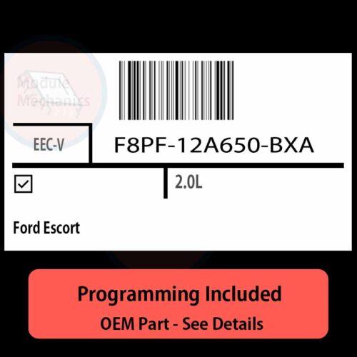 F8PF-12A650-BXA / EEC-V ECU with PROGRAMMING - VIN & Security | Ford Escort  | ECM PCM Engine Control Computer OEM