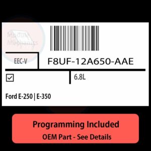 F8UF-12A650-AAE / EEC-V ECU with PROGRAMMING - VIN & Security | Ford E-250 | E-350  | ECM PCM Engine Control Computer OEM