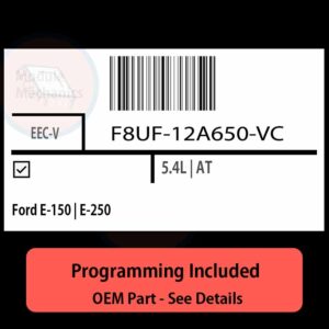 F8UF-12A650-VC / EEC-V ECU with PROGRAMMING - VIN & Security | Ford E-150 | E-250  | ECM PCM Engine Control Computer OEM