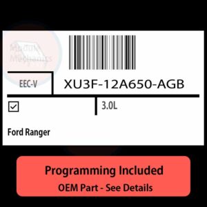 XU3F-12A650-AGB / EEC-V ECU with PROGRAMMING - VIN & Security | Ford Ranger  | ECM PCM Engine Control Computer OEM