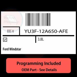 YU3F-12A650-AFE / EEC-V ECU with PROGRAMMING - VIN & Security | Ford Windstar  | ECM PCM Engine Control Computer OEM