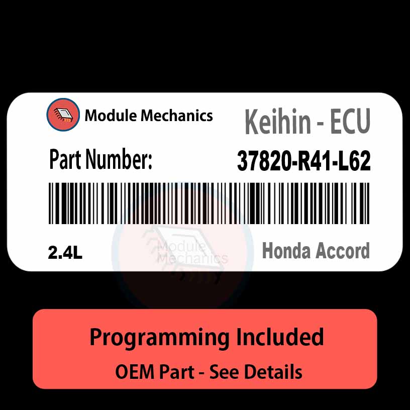 37820-R41-L62 | 2.4L ECU with PROGRAMMING - VIN & Security | Honda Accord | ECM PCM Engine Control Computer OEM 37820-R41-L62 | 2.4L ECU with PROGRAMMING - VIN & Security | Honda Accord | ECM PCM Engine Control Computer OEM