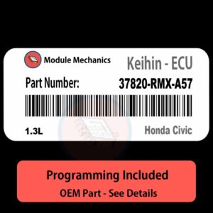37820-RMX-A57 | 1.3L ECU with PROGRAMMING - VIN & Security | Honda Civic  | ECM PCM Engine Control Computer OEM