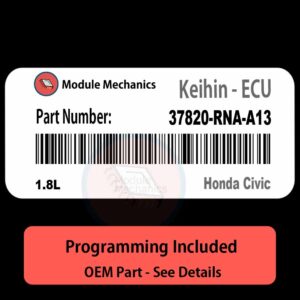 37820-RNA-A13 | 1.8L ECU with PROGRAMMING - VIN & Security | Honda Civic  | ECM PCM Engine Control Computer OEM