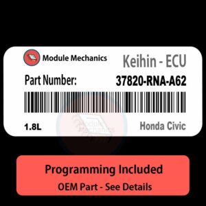 37820-RNA-A62 | 1.8L ECU with PROGRAMMING - VIN & Security | Honda Civic  | ECM PCM Engine Control Computer OEM