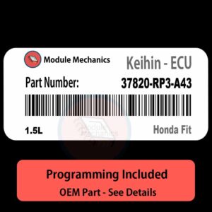37820-RP3-A43 | 1.5L ECU with PROGRAMMING - VIN & Security | Honda Fit  | ECM PCM Engine Control Computer OEM