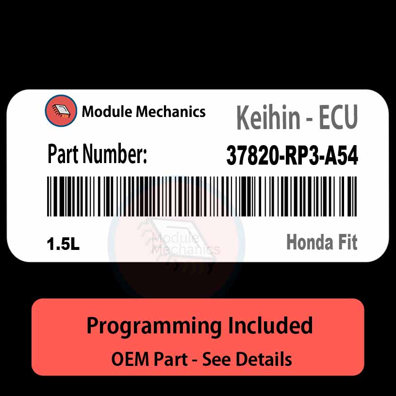 37820-RP3-A54 | 1.5L ECU with PROGRAMMING - VIN & Security | Honda Fit | ECM PCM Engine Control Computer OEM 37820-RP3-A54 | 1.5L ECU with PROGRAMMING - VIN & Security | Honda Fit | ECM PCM Engine Control Computer OEM