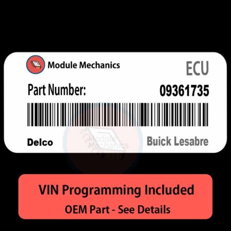 09361735 ECU - VIN PROGRAMMED | Buick Lesabre | ECM PCM BCM Engine Control Computer OEM