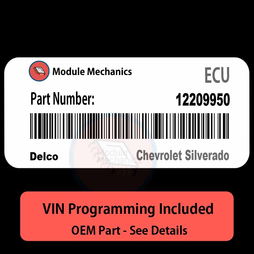 12209950 ECU - VIN PROGRAMMED | Chevrolet Silverado | ECM PCM BCM Engine Control Computer OEM 12209950 ECU - VIN PROGRAMMED | Chevrolet Silverado | ECM PCM BCM Engine Control Computer OEM