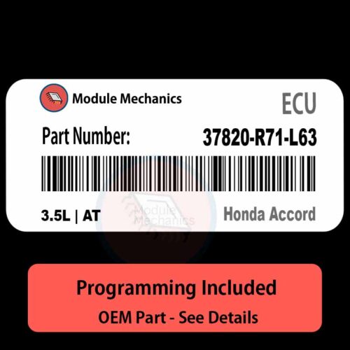 37820-R71-L63 / 3.5L | AT ECU with PROGRAMMING - VIN & Security | Honda Accord  | ECM PCM Engine Control Computer OEM