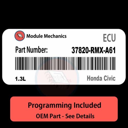 37820-RMX-A61 / 1.3L ECU with PROGRAMMING - VIN & Security | Honda Civic  | ECM PCM Engine Control Computer OEM