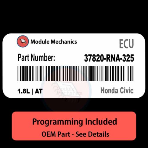 37820-RNA-325 / 1.8L | AT ECU with PROGRAMMING - VIN & Security | Honda Civic  | ECM PCM Engine Control Computer OEM