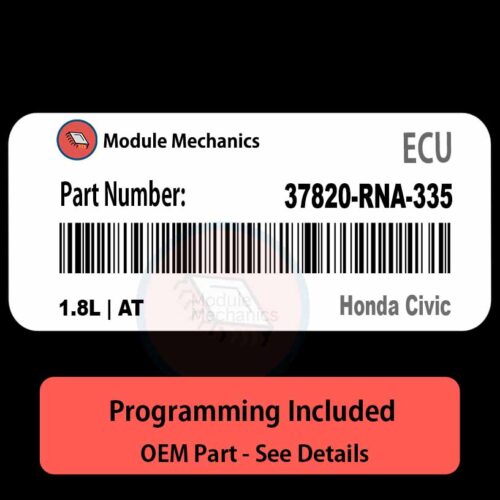 37820-RNA-335 / 1.8L | AT ECU with PROGRAMMING - VIN & Security | Honda Civic  | ECM PCM Engine Control Computer OEM