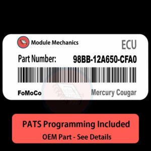 98BB-12A650-CFA0 ECU with PROGRAMMING - VIN & Security | Mercury Cougar | ECM PCM Engine Control Computer OEM