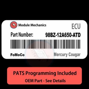 98BZ-12A650-ATD ECU with PROGRAMMING - VIN & Security | Mercury Cougar  | ECM PCM Engine Control Computer OEM