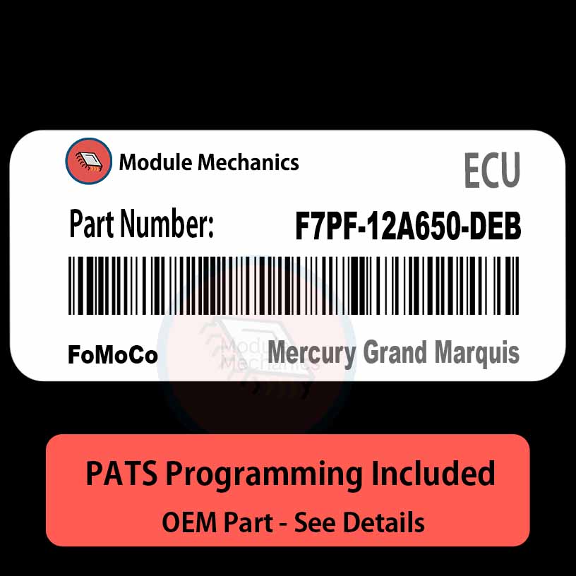 F7PF-12A650-DEB ECU with PROGRAMMING - VIN & Security | Mercury Grand Marquis | ECM PCM Engine Control Computer OEM F7PF-12A650-DEB ECU with PROGRAMMING - VIN & Security | Mercury Grand Marquis | ECM PCM Engine Control Computer OEM