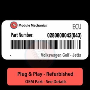 0280800042(043) ECU - PLUG & PLAY | Volkswagen Golf - Jetta | ECM PCM BCM Engine Control Computer OEM