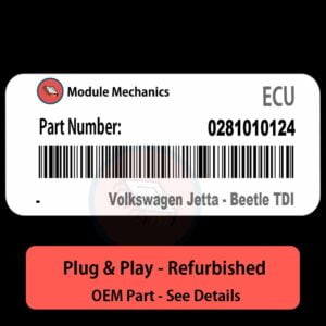 0281010124 ECU - PLUG & PLAY |  Volkswagen Jetta - Beetle TDI | ECM PCM BCM Engine Control Computer OEM