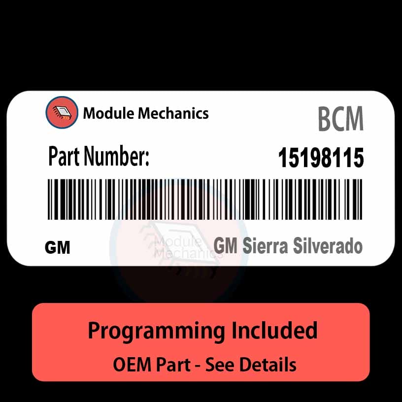 15198115 BCM with PROGRAMMING - VIN & Security | GM Sierra Silverado | Body Control Module / Unit OEM BCU 15198115 BCM with PROGRAMMING - VIN & Security | GM Sierra Silverado | Body Control Module / Unit OEM BCU
