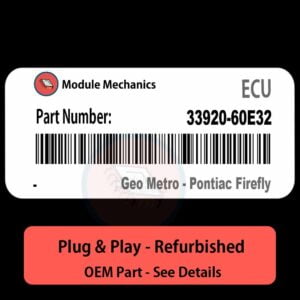 33920-60E32 ECU - PLUG & PLAY |  Geo Metro - Pontiac Firefly | ECM PCM BCM Engine Control Computer OEM