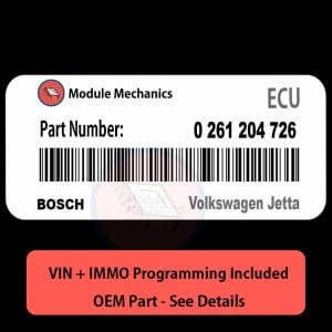 0 261 204 726  ECU with PROGRAMMING - VIN & Security | Volkswagen Jetta  | ECM PCM Engine Control Computer OEM