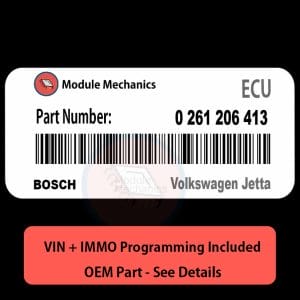 0 261 206 413  ECU with PROGRAMMING - VIN & Security | Volkswagen Jetta  | ECM PCM Engine Control Computer OEM