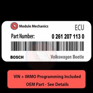 0 261 207 113 ECU with PROGRAMMING - VIN & Security | Volkswagen Beetle  | ECM PCM Engine Control Computer OEM