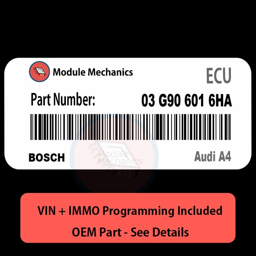 03 G90 601 6HA ECU with PROGRAMMING - VIN & Security | Audi A4 | ECM PCM Engine Control Computer OEM 03 G90 601 6HA ECU with PROGRAMMING - VIN & Security | Audi A4 | ECM PCM Engine Control Computer OEM