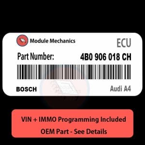 4B0 906 018 CH ECU with PROGRAMMING - VIN & Security | Audi A4  | ECM PCM Engine Control Computer OEM