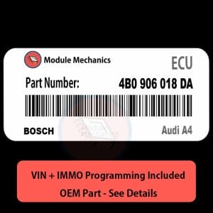 4B0 906 018 DA ECU with PROGRAMMING - VIN & Security | Audi A4  | ECM PCM Engine Control Computer OEM