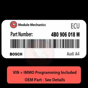 4B0 906 018 M ECU with PROGRAMMING - VIN & Security | Audi A4  | ECM PCM Engine Control Computer OEM