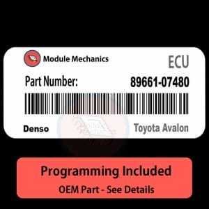 89661-07480 ECU with PROGRAMMING - VIN & Security | Toyota Avalon  | ECM PCM Engine Control Computer OEM