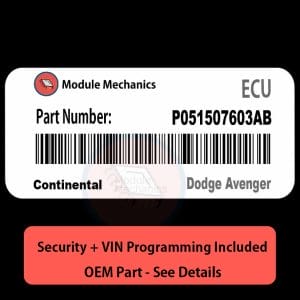 P051507603AB ECU with PROGRAMMING - VIN & Security | Dodge Avenger  | ECM PCM Engine Control Computer OEM